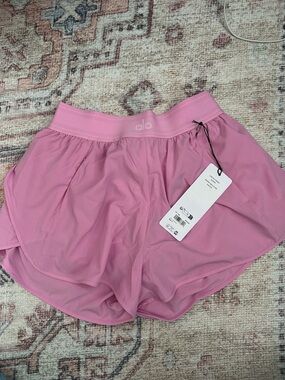 ALO Yoga Pink Women's Athletic Shorts with Logo Waistband